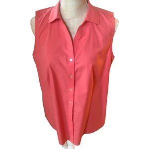 Talbots Shirt Blouse Size 10 Wrinkle Resistant Sleeveless Button Front Coral